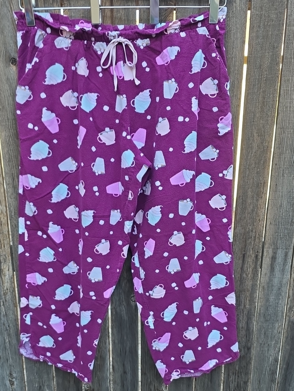 Joe Boxer 100% Cotton Purple Coffee Cups Cocoa Mugs Pajama Bottoms